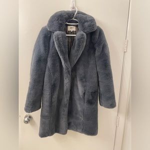 MKT faux fur gun metal blue jacket